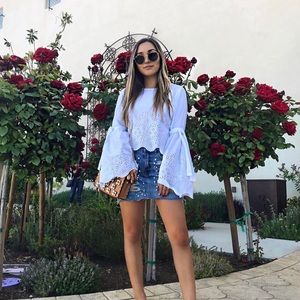 Zara pearl denim skirt